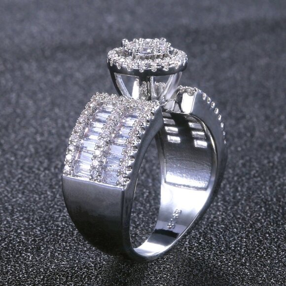 Charm Gemstone Zircon Luxury Diamond Chunky Rings for Women, INDN8167 - Picture 3 of 5